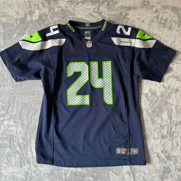 Nike OnField NFL 🏈 Seattle Seahawks #24 Lynch STITCHED Jersey Youth Size XL - Picture 1 of 11